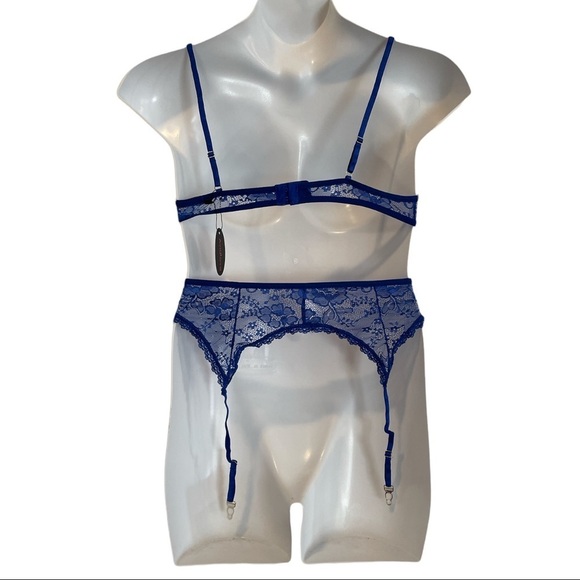 Avidlove Blue Lace Bra and Garter. New with tags Size Large - Picture 4 of 10